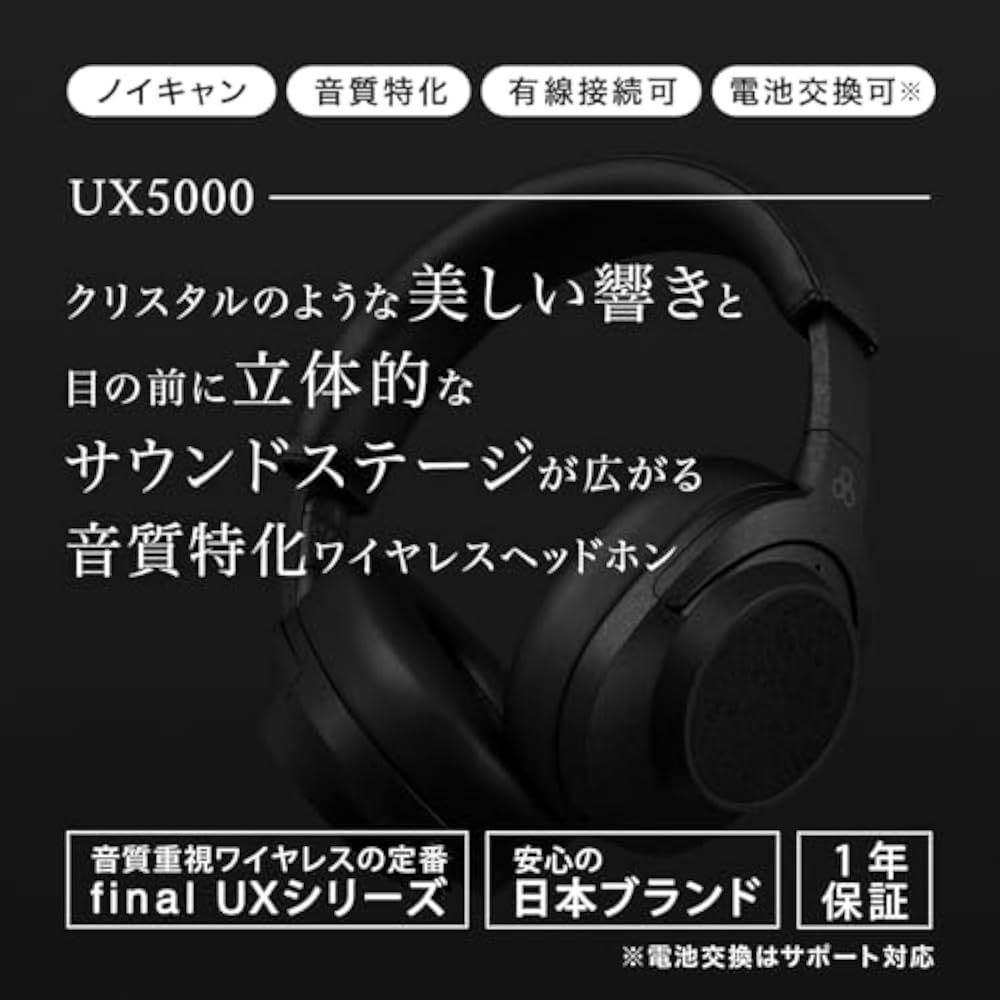 Final (Final) UX5000 Bluetooth Wireless Headphones with Noise Cancelling, Up To 65 Hours of Music...