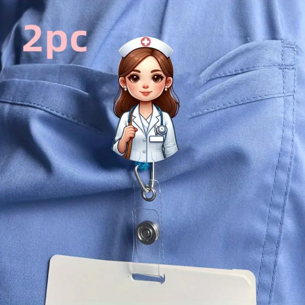 

2 Nurse Scroll Holders. Extendable ID clips for RNs, LPNs & medical assistants. прозрачный