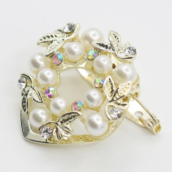 Elegant Faux Pearl Rhinestone Scarf Ring Silk Scarf Buckle Clip Fashion Jewelry