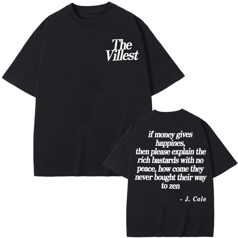 

J Cole Dreamville The Fall Off The Villest Lyrics Print T-shirt Men Women Fashion Gothic Hip Hop T-shirt Casual pure Cotton T... 5XL різнокольоровий