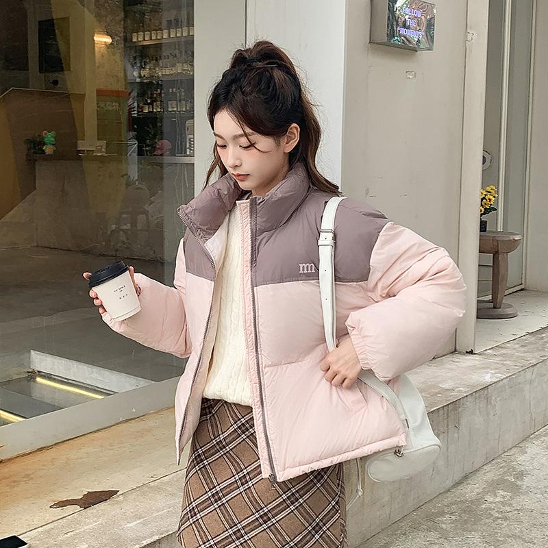 Farbabstimmung Daunenbaumwollkleidung Damen neu verdickte Brotkleidung kleine kurze Winterjacke