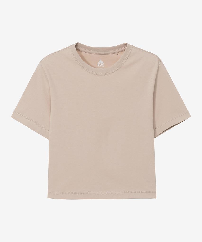 BASIC HOUSE [2Pack] Women'S Round Cropped Short Sleeve T-Shirt 2 Pack (10 Colors) Lats0202