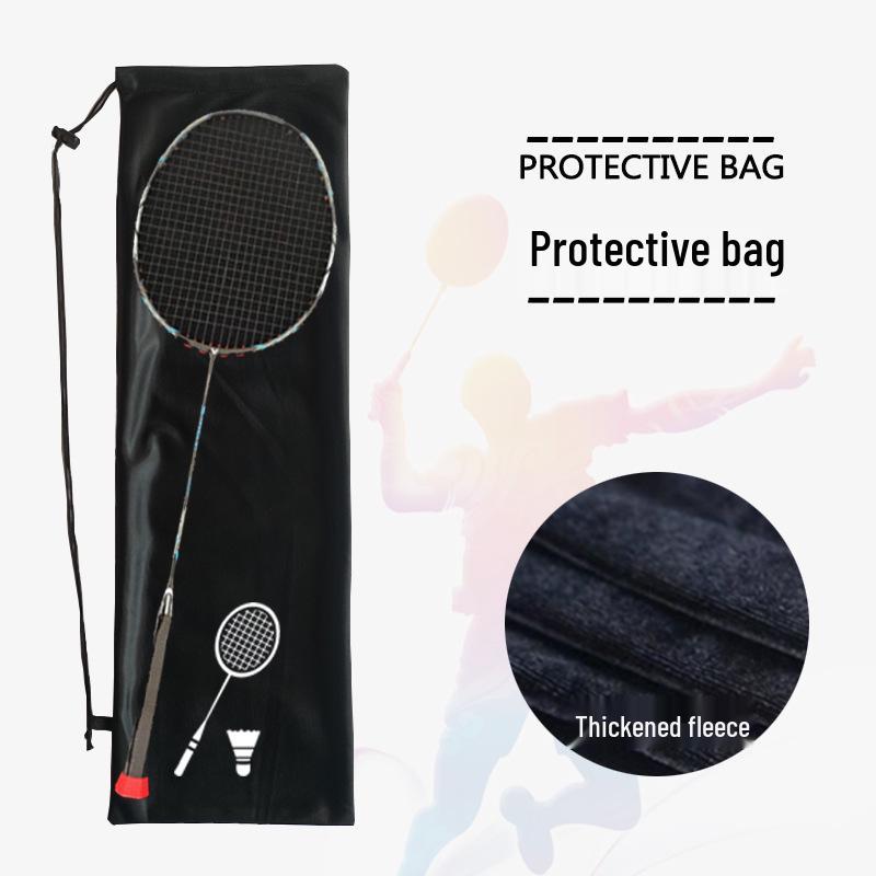 Portable Badminton Racket Flannel Cover with Thickened Shoulder Strap for Men & Women - Special Protective Storage Bag