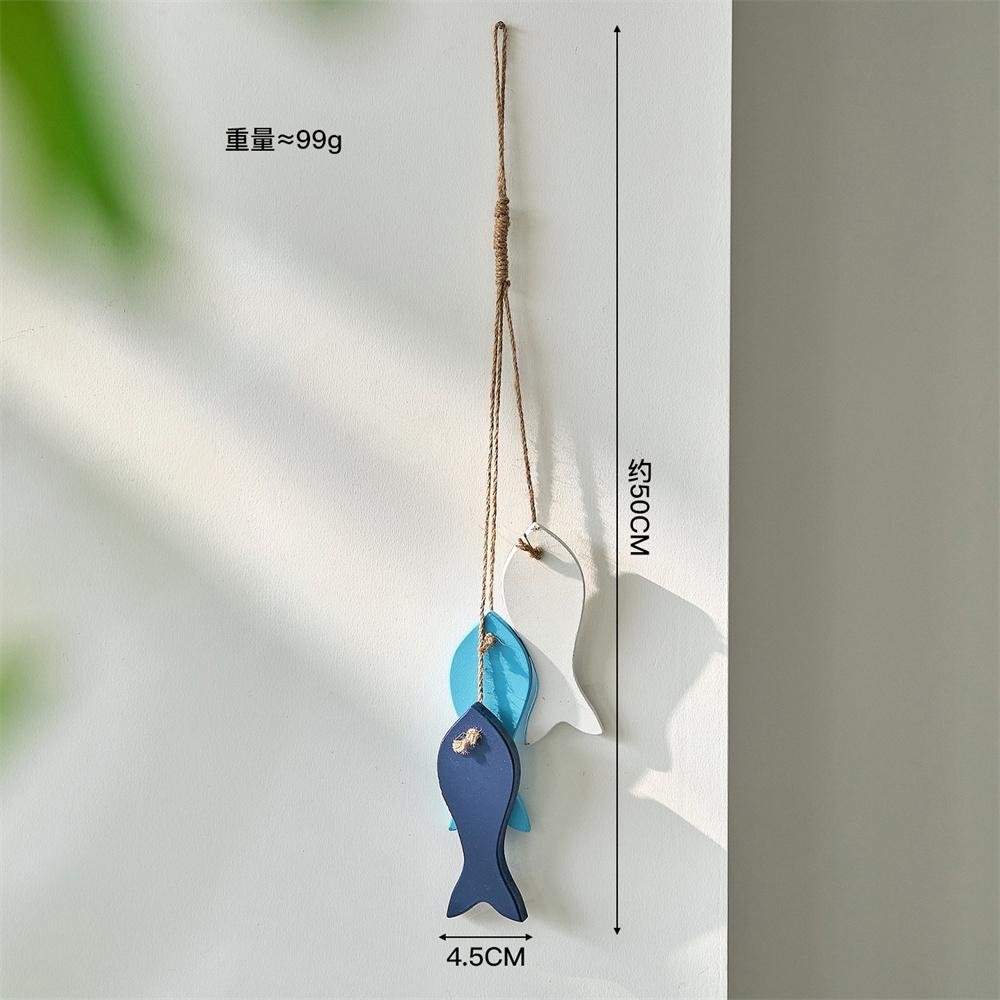 Wooden Fish Wall Hanging Ornaments, Nautical Beach Theme Home Decoration Sculpture for Bathroom Bedroom Lake House Decor