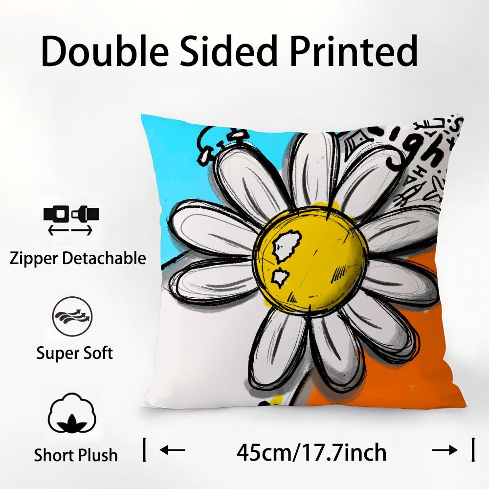 Daisy P-PEACEMINUSONE Pillow Case Plush Fabric Soft Double Sided Print Sofa Cushion Cover Throw Pillow Covers