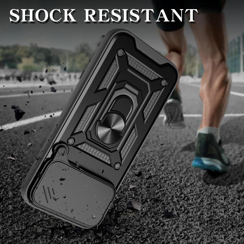 Shockproof Armor Funda For Iphone 17 Pro Max 5G Slide Lens Protect Phone Case For Iphone17 Air Magnetic Ring Holder Cover