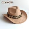 Leopard Print Belt Cowboy Hat For Women Men With Shapeable Wide Brim Western Suede Hat For Cowboys And Cowgirls Sombrero Hombre