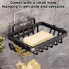 Metal Bathroom Soap Storage Rack Draining Basket for Kitchen Sponge Wall Mounted Soap Dish Holder Shelf with Hook Soap Box