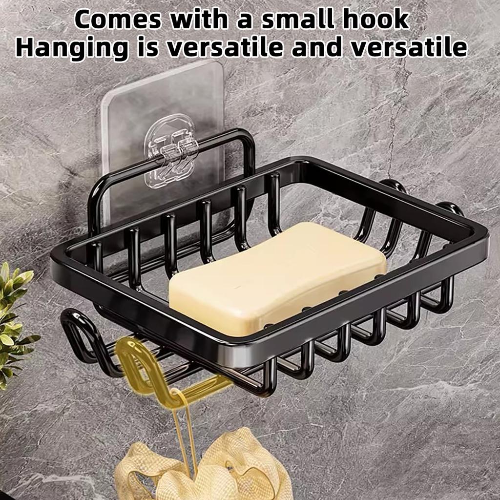 Metal Bathroom Soap Storage Rack Draining Basket for Kitchen Sponge Wall Mounted Soap Dish Holder Shelf with Hook Soap Box
