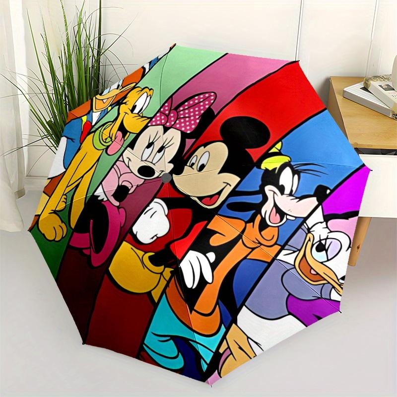 1pc Mickey Mouse Automatic Folding Umbrella: Compact 8-rib Design Outdoor, Casual Accessory, Durable Canopy