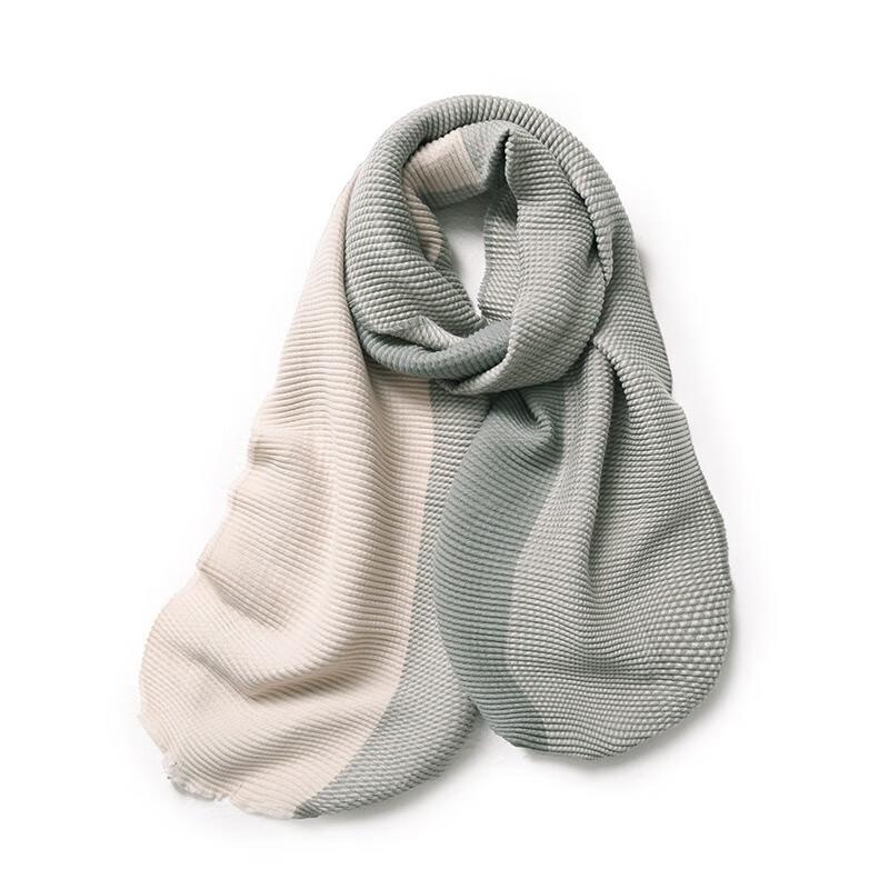 Fumade Double-Sided Pleated Color Block Imitation Cashmere Scarf