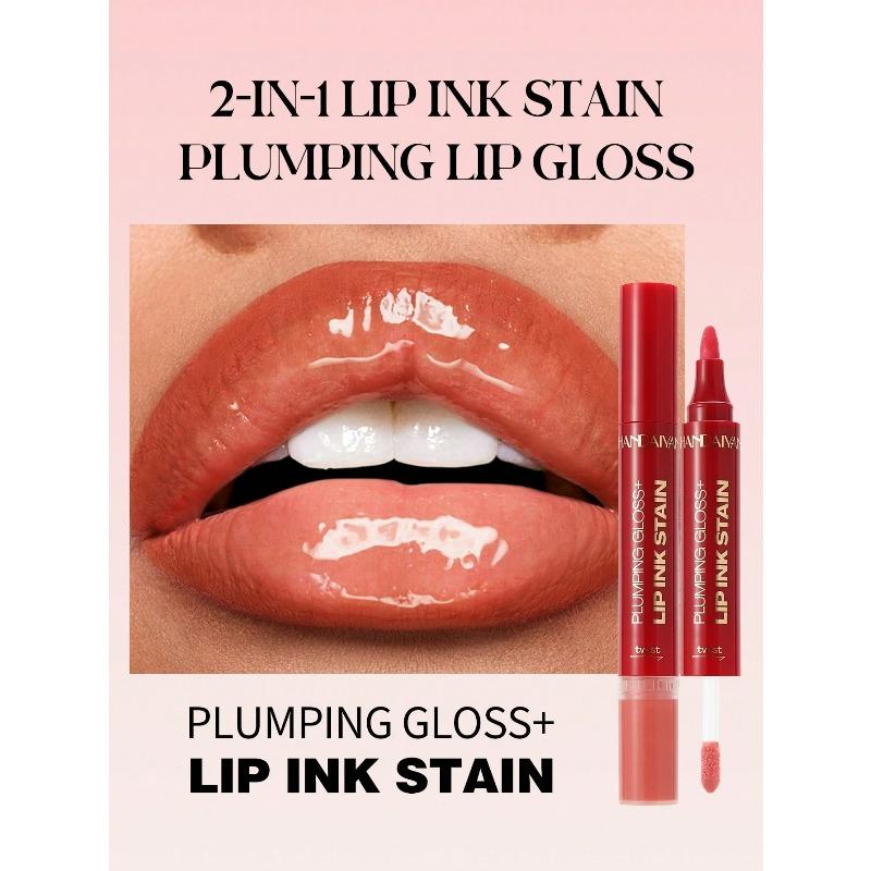 2-In-1 Watercolor Lip Gloss, Moisturizing, Mirror-Like Finish, Long-Lasting Color, Creates Natural Lip Tone, Suitable For Back To School, Beginners