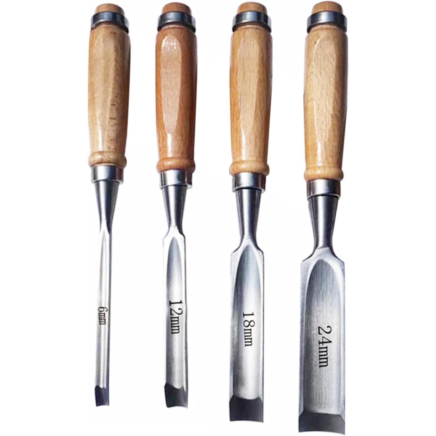 

Generic Wood Chisel Set - Carbon Steel Semicircular Edge - Round Curved Hollow Chisel Set 6mm/12mm/18mm/24mm for DIY Crafts - 4 Pieces 4 piece
