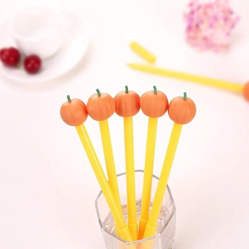 3 Pcs Cute Cartoon Pumpkin Style Gel Pen Creative Plastic Replaceable Pen Refill Gel Pen Sign Pen Student Supplies