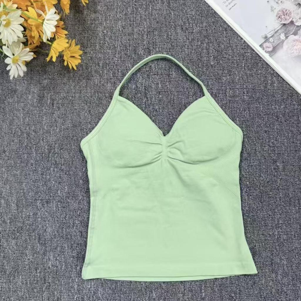 Reggiseno Sportivo dfyne Senza Cuciture con Scollo all'americana e Coppe Integrate – Canotta Yoga ad Alta Elasticità per Donna