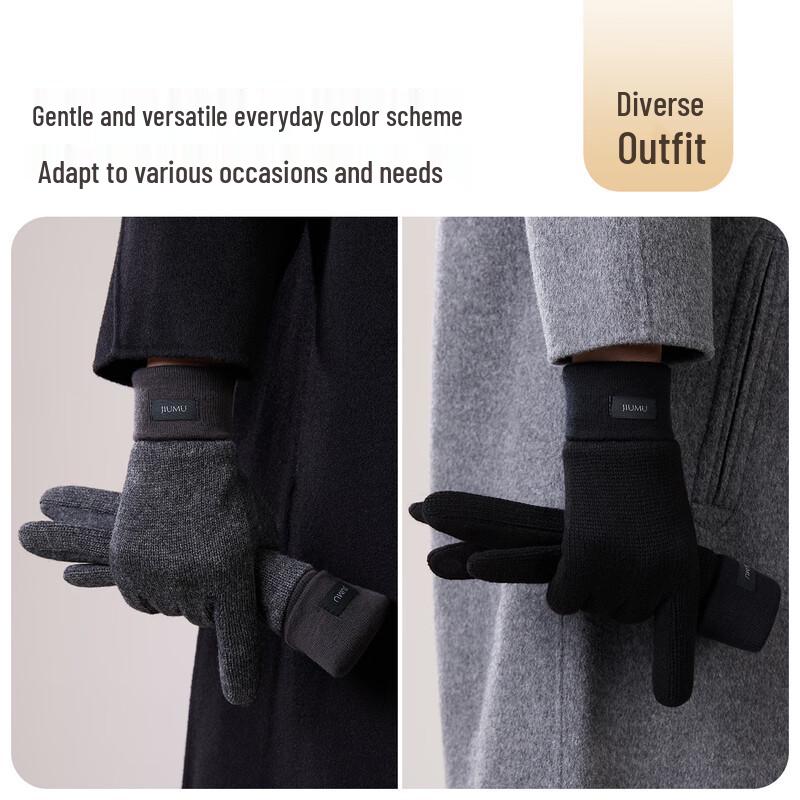 JIUMU Men's Winter Lamb Wool Touchscreen Gloves