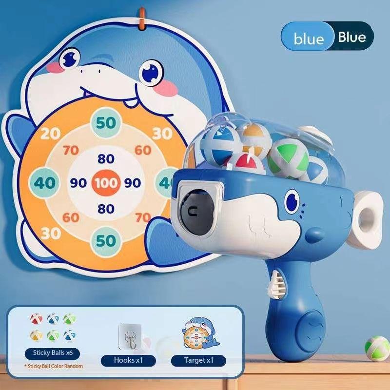 Cute Cartoon KidsWhale Sticky Ball Gun Indoor and Outdoor Parent Child Interactive Shooting Competition Puzzle Toys for Children