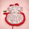 Yousheng 1 Set Cat Princess Skirt Lace Stitching Bowknot Floral Print Two-legged Pet Dog Cat Lolita Skirt with Cherry Hair Clip Pet Supplies