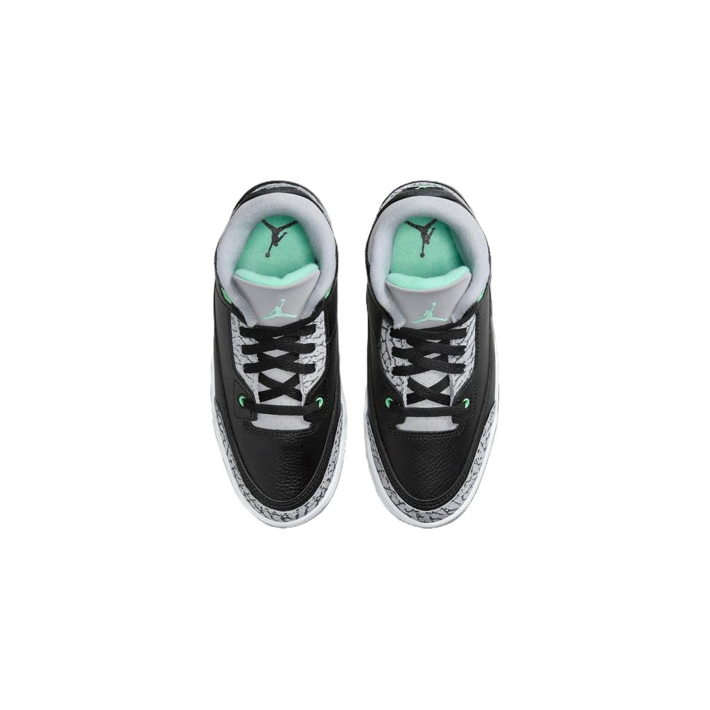 Air Jordan 3 Retro PS Green Glow Kids Sneakers Black Wolf-Grey White DM0966-031