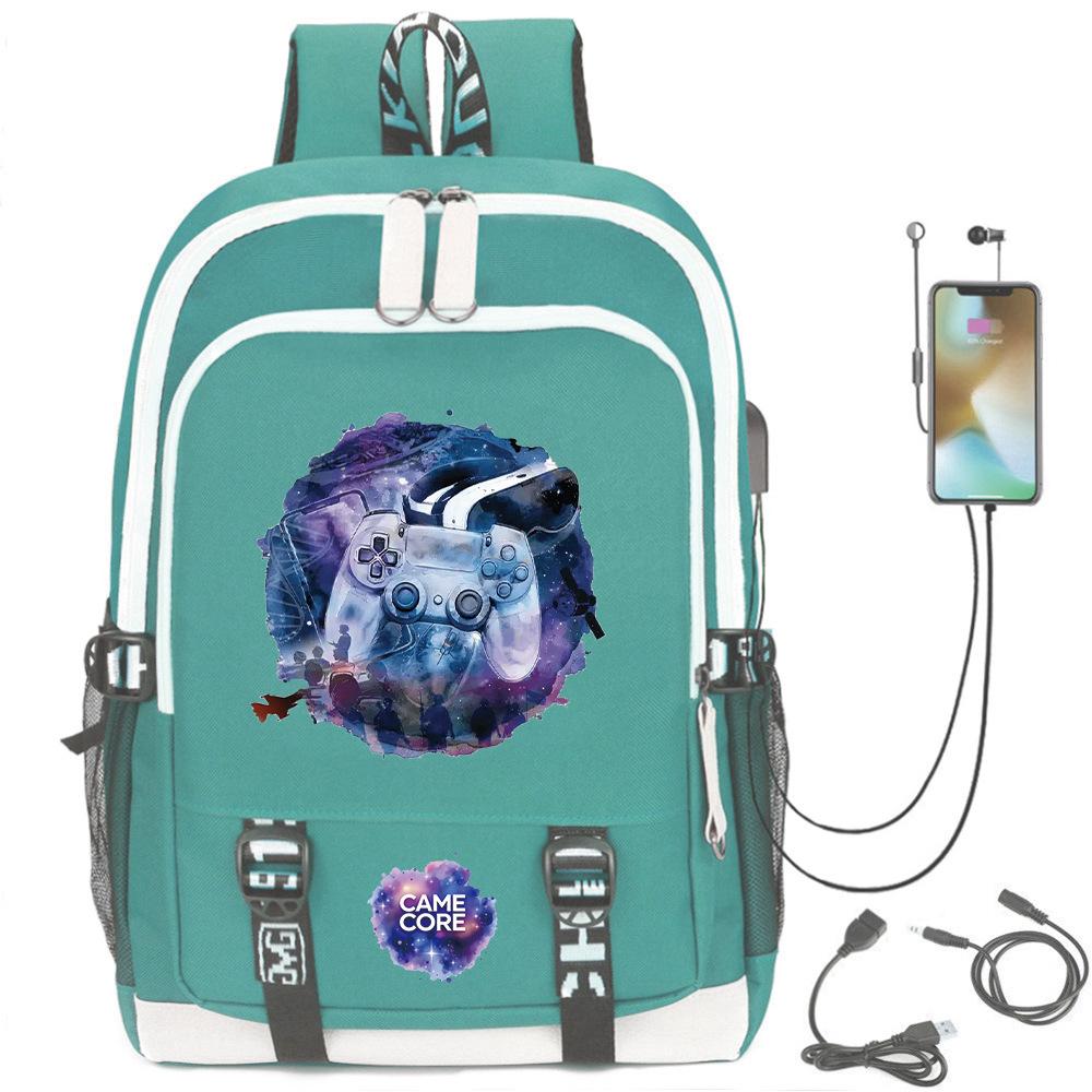 Digital Printing Gamepad Pattern Backpack Cartoon Elementary School Bag Large Capacity Usb Backpack
