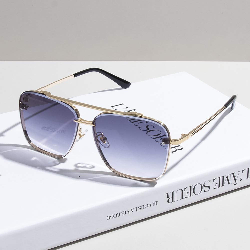 Fashion Square Sunglasses Men Vintage Big Frame Women Gradient Lens Sun Glasses Luxury Brand Metal Punk Eyewear