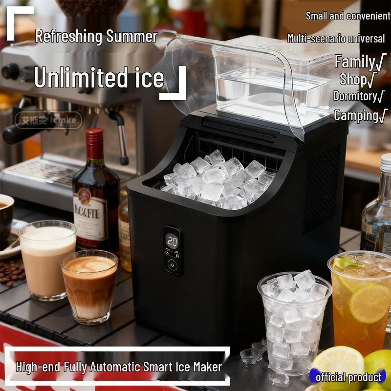 220V Automatic Square Ice Maker for Home, Commercial, Outdoor, Dorm, Camping, Milk Tea, Coffee, and Office Use