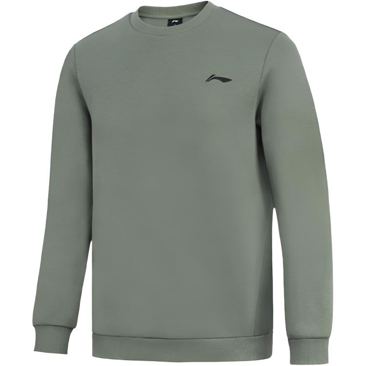 Li-Ning Sports Life Series Solid Color Crew Neck Sweatshirt Stone Grey Men AWDVE37-1 M