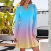 Women's Fashion Gradient V-neck Long Sleeve Dress