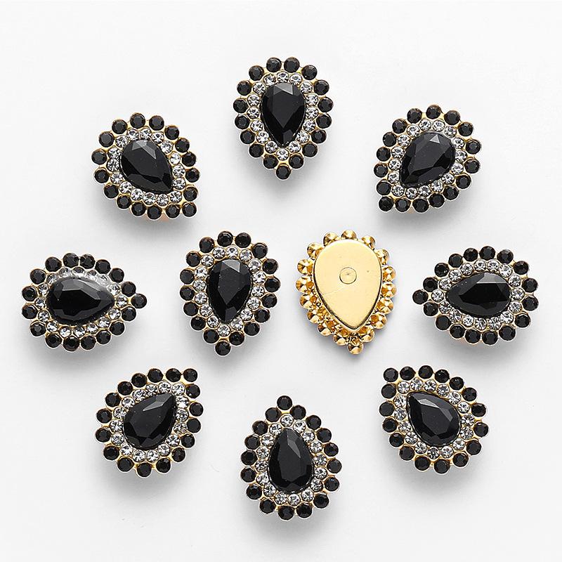 High Quality Crystal Premium Rhinestones for Clothing 7*10MM чёрный