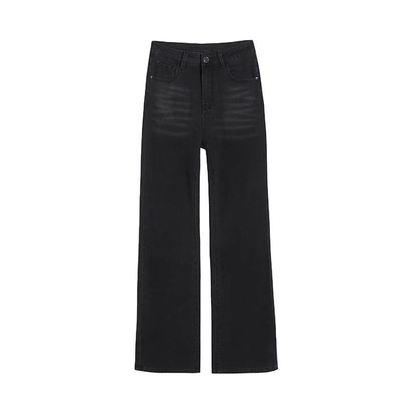 Women's 2025 High-Waisted Black Loose Straight-Leg Jeans: Slimming, Versatile, Wide-Leg Pants for Spring & Autumn