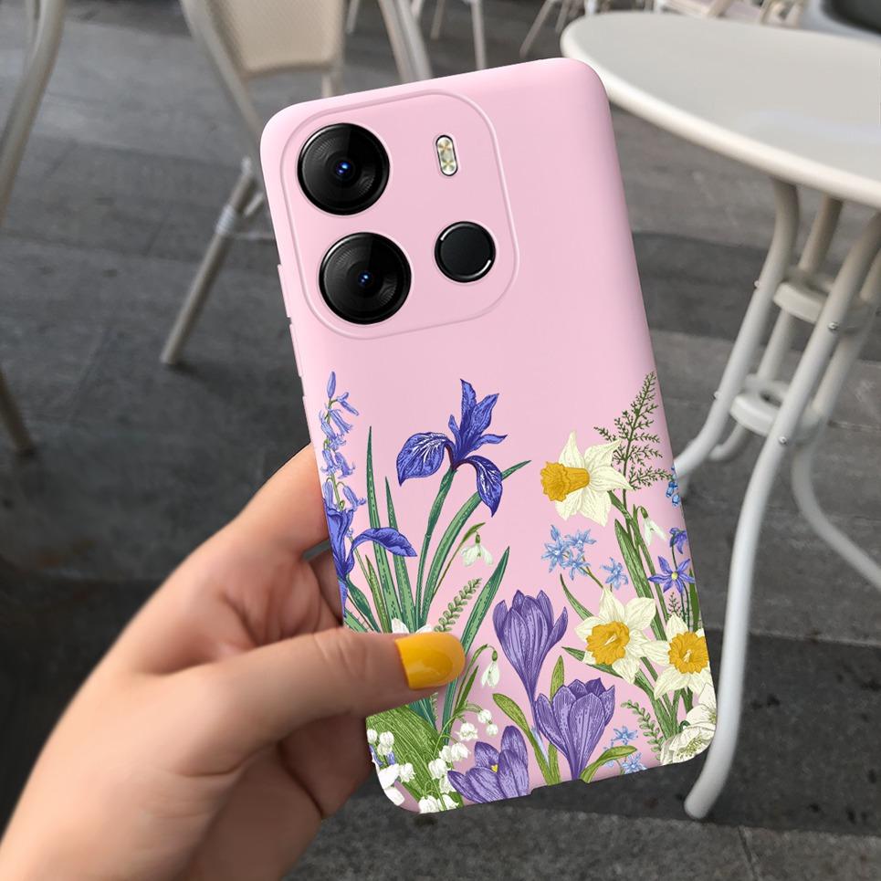 Phone Case for Infinix Smart 7 Plus Case X6517 Bumper Flower Girly Soft Silicone Cover for Infinix Smart 7 X6517 Funda Smart 7+