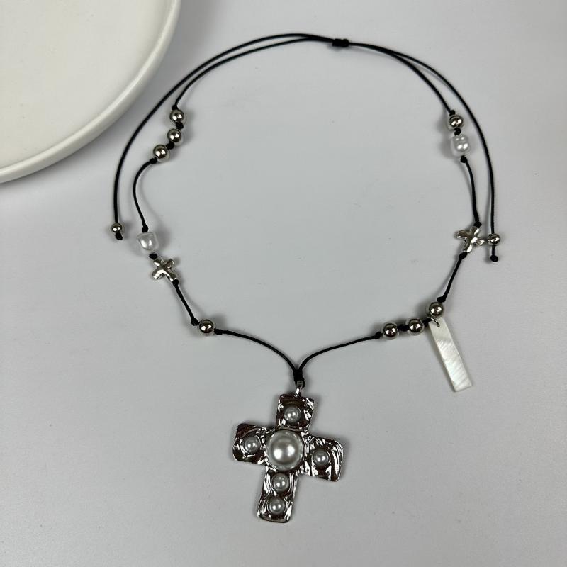 Colier Pandantiv Cruce Metalică Rășină Galbenă Transparentă Stil Retro Lanț Gât Pentru Femei Bărbați Cuplu