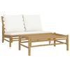 vidaXL 2-part. Garden Lounge Set with Cream White Cushions Bamboo