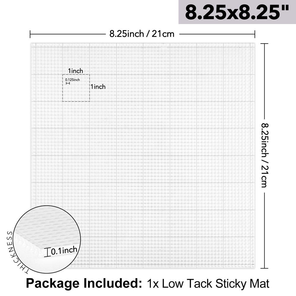8.25x8.25inch Low Tack Sticky Mat with Grid for Stamping Stenciling Ink Blending Clear Photopolymer Craft Low Tacky Mat Stamp