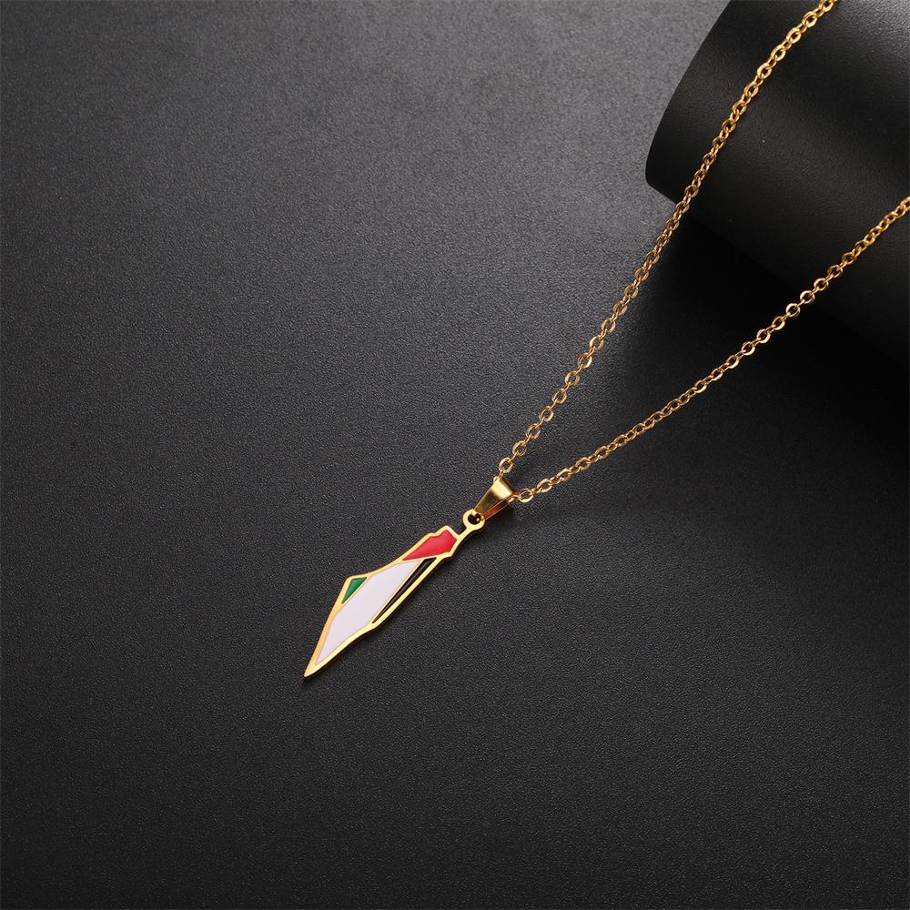 Mijn Vorm Palestina Kaart Vlag Hanger Ketting voor Vrouwen Mannen Rvs Kaart Geografie Ketting Choker Ketting Sieraden Groothandel