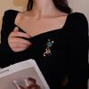 Fashion Korean Rhinestone Cat Pendant Brooches For Women Gold Color Animal Pins Crystal Corsage Daily Accessories