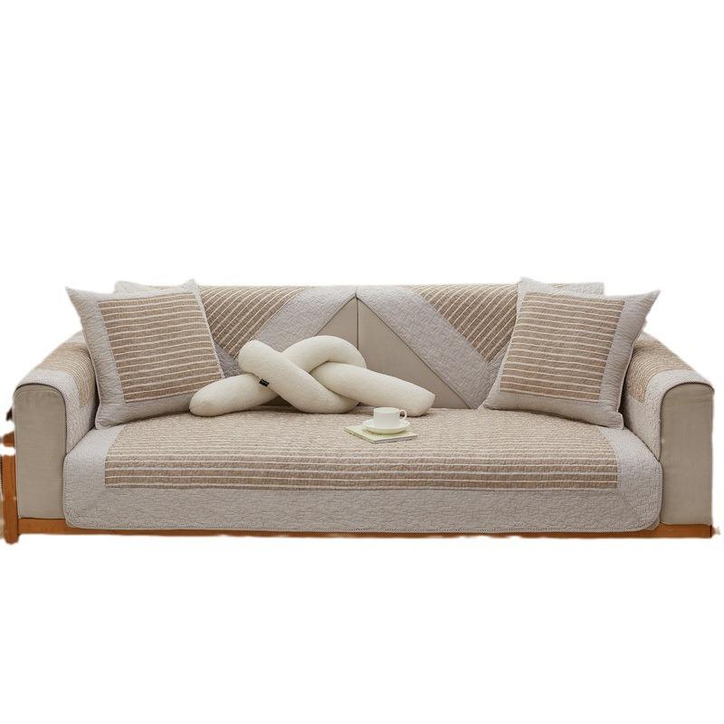 Cotton Sofa Cushion for All Seasons, Fabric Non-slip Solid Wood Seat Cushion, Simple Modern Leather Sofa Cover, Backrest Towel