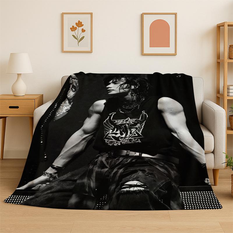 Kpop Hyunjin Stray Kids Musik Flanelldecke Weich Warm Überwurfdecke für Schlafzimmer Wohnzimmer Bett Reise Camping Picknick Geschenk