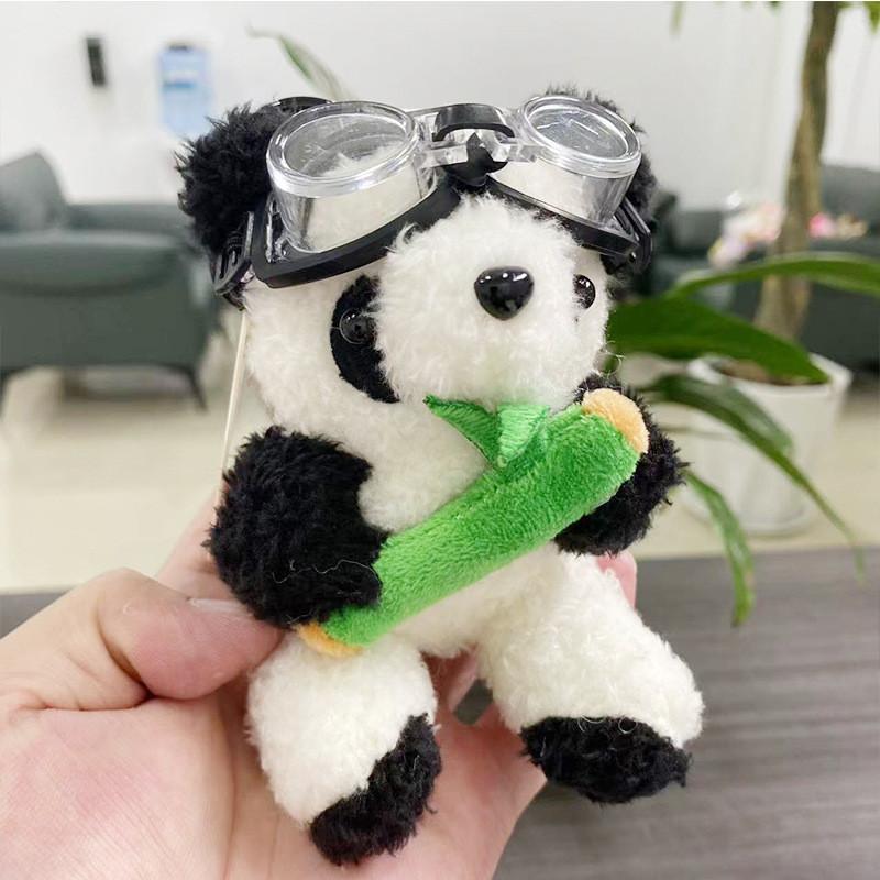 Delightful Plush Panda Keyring Pilot Bear Stuffed Doll Cute Bag Charm Gift Set