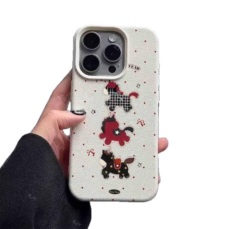 Creative Running Pony Lychee Pattern Soft Phone Case for Apple 17/16pro/15/14/13/12