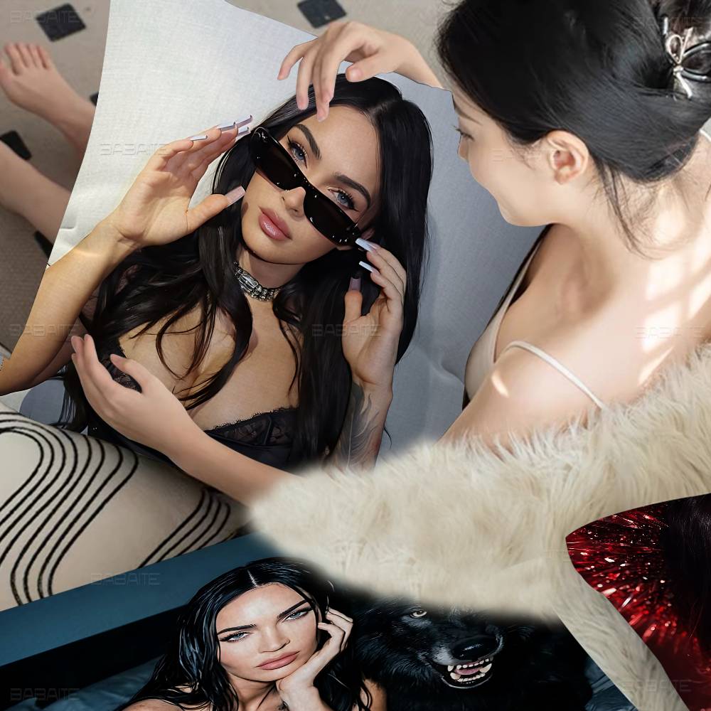American Actress M-Megan Fox Lucky Dragon Pillow Cover Sofa Cushion Cover Home Room Decoration Children Gift