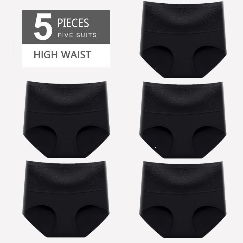 High Waist 5Pcs Women Panties Cotton Breathable Lace Women's Underwear Briefs Ladies Underpants