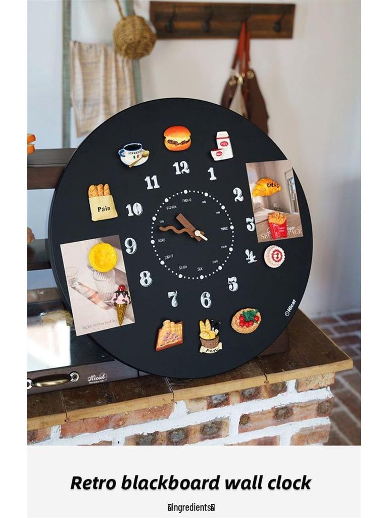 Magnetic Blackboard Wall Clock - DIY Artistic Home Decor for Living Room & Bedroom