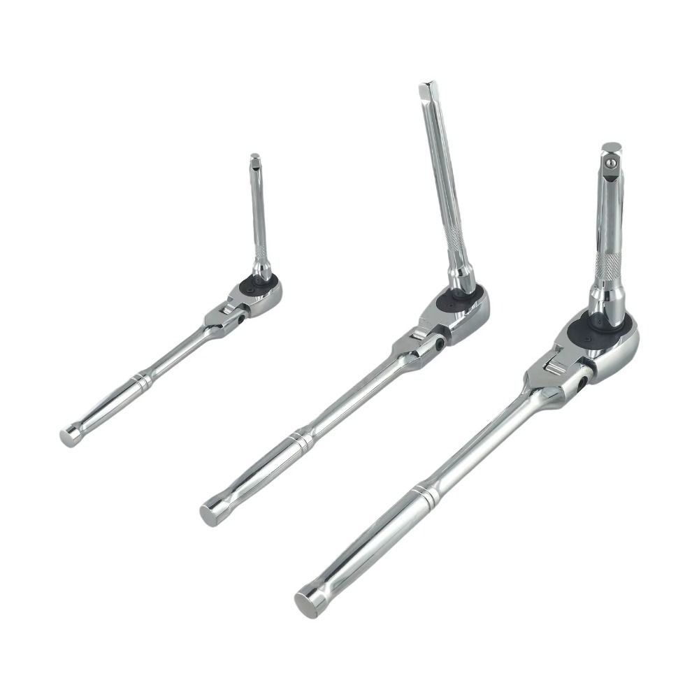 72 Tooth Flex Head Ratchet Set Rubber Grip Adjustable Swivel Head Ratchet Wrench 180° Flex Head Design Adjustable Ratchet Wrench