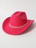European and American solid color western denim top hat men and women travel ivory pearl rhinestone casual jazz hat