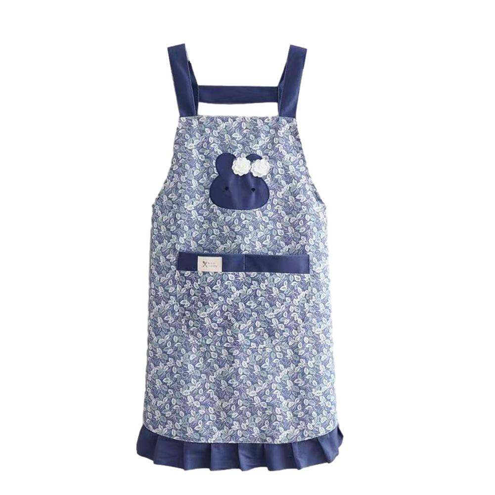 Cute Korean Style Anti-Oil Breathable Cotton Apron For Women Home Kitchen Cooking Breathable Wear Apron Floral Apron