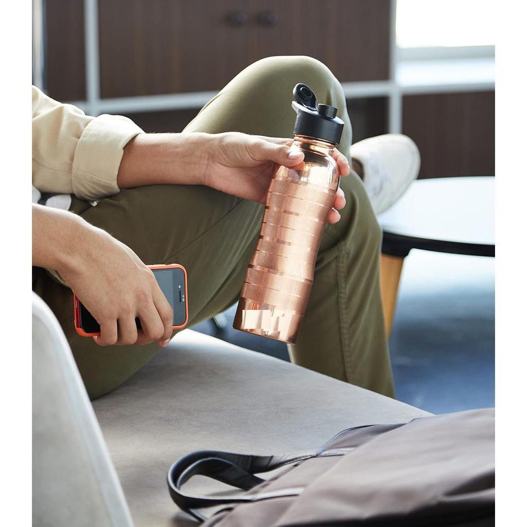 100% Pure Copper Water Bottle I Leak Proof & Rust Proof I Copper Bottle for Home, School & Office | Lining Finish | 950 ml | Set of 2