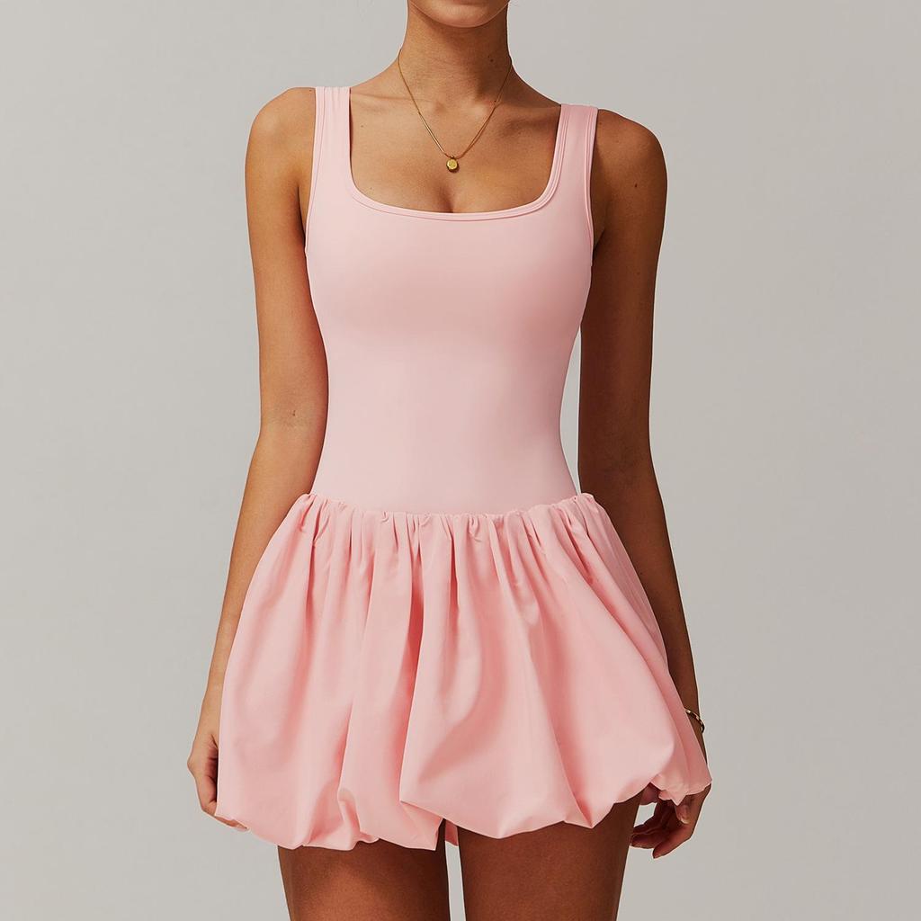 Women's Anti-Exposure Sports Dress - Outdoor Running & Tennis Skirt with Nude Feeling & Fake Two-Piece Design