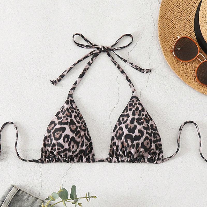 

2025 Европейский и американский кружевной купальник-топ халтер на шнуровке Женский купальник L серый/леопардовый