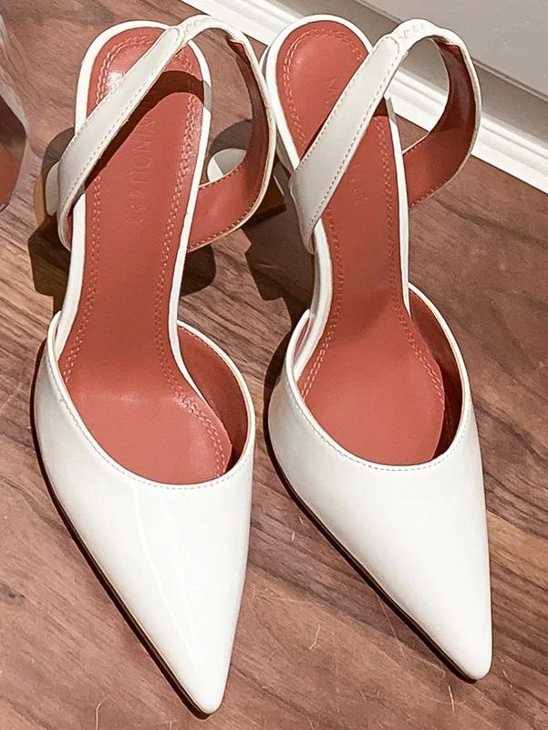 Pahar de vin lăcuit cu vârf Tocuri cu toc Femei 2024 Vară Nou Versiune coreeană de Sandale cu curea lată, cu vârf gol și toc